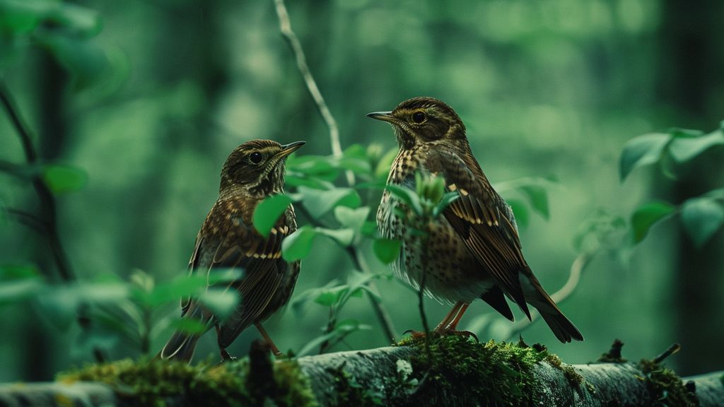 Thrush couple collaborates to reduce predation risk for their offspring.